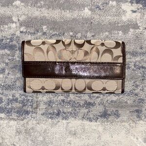 Coach Tan and Brown Signature Wallet